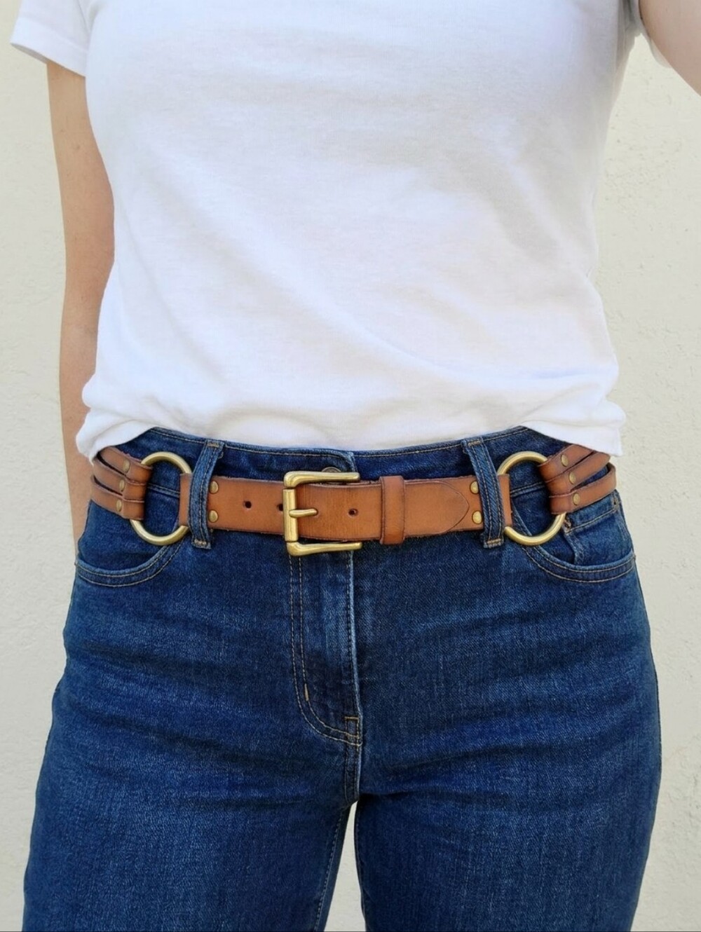 Frye Genuine Leather Cawgirl Vestern Bohemian Brown Belt Sz L 34DC836 NWT